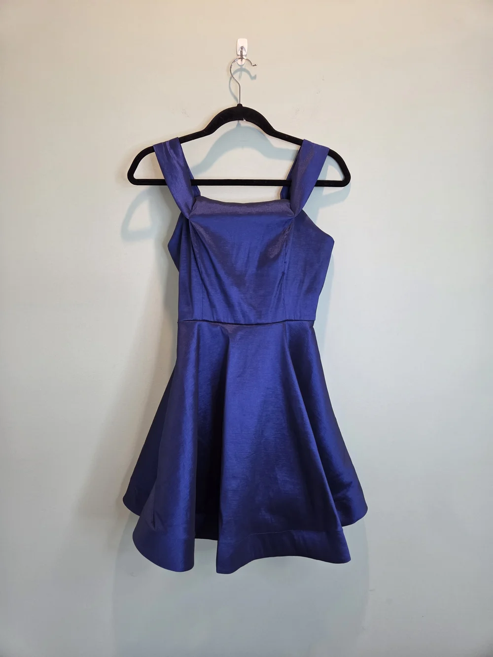 Midnight Doll Royal Blue Iridescent Fit & Flare Mini Dress Rhinestone Back Jr. 7 - Picture 3 of 13